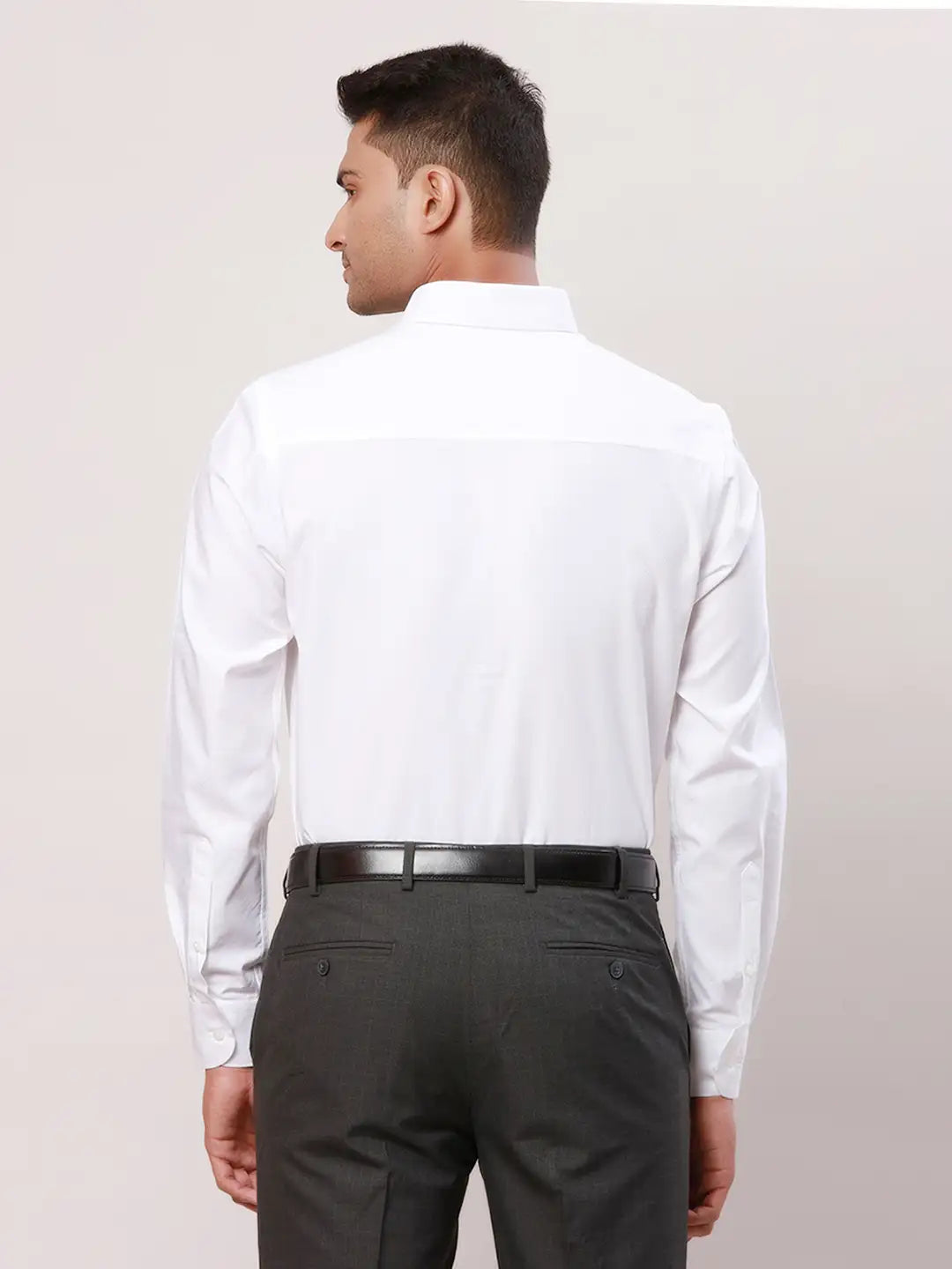 Raymond Men White Solid Contemporary Fit Cotton Shirt