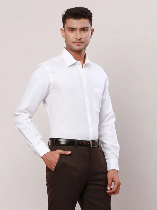 Raymond Men Black Structure Regular Fit Cotton Cutaway Collar Shirt