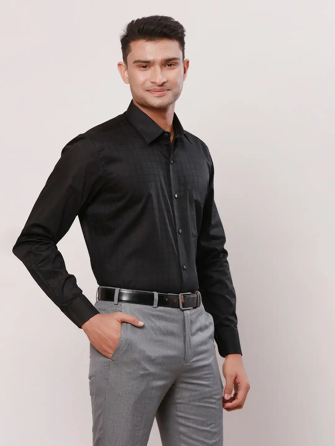 Raymond Men Fawn Solid Contemporary Fit Cotton Shirt