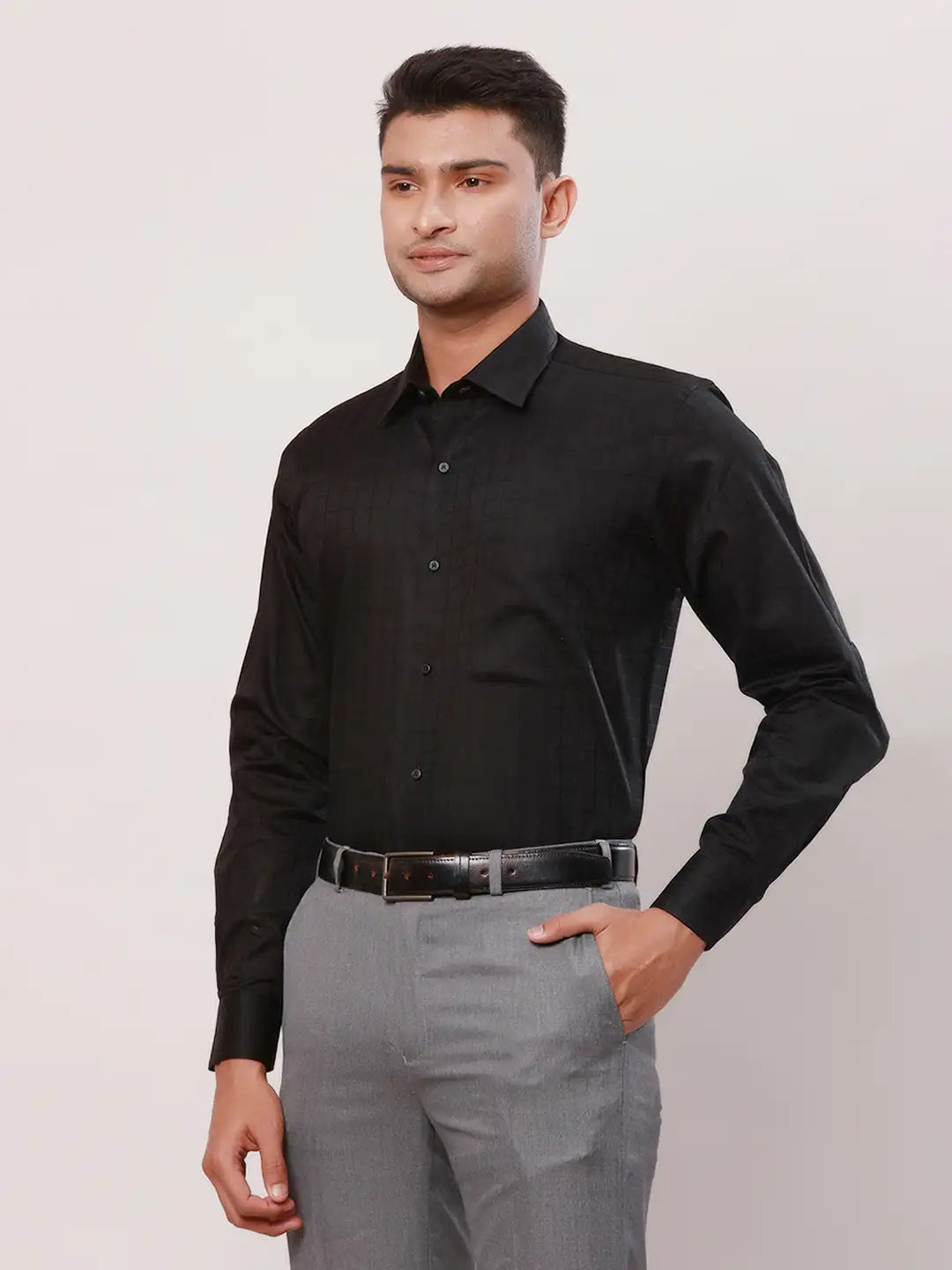 Raymond Men Fawn Solid Contemporary Fit Cotton Shirt