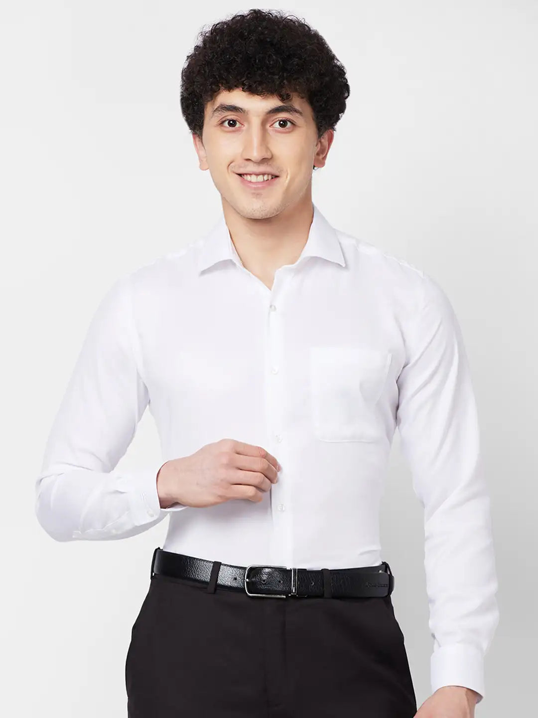 Raymond Contemporary Fit Self Design Light Fawn Shirt