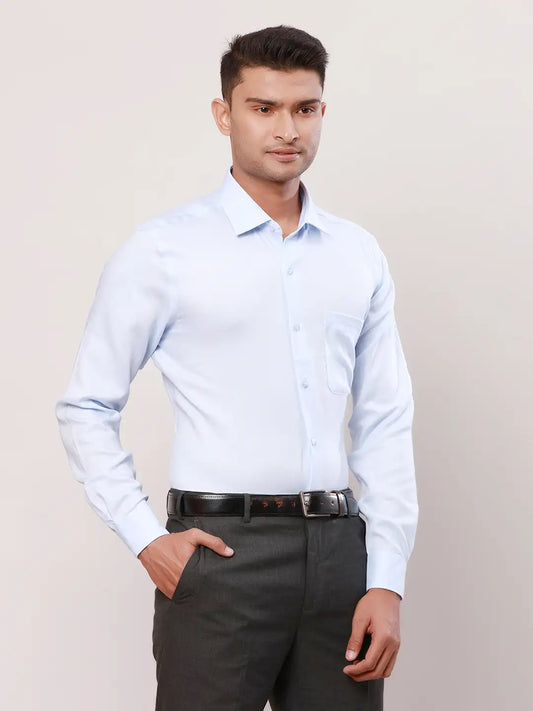Raymond Men Red Structure Contemporary Fit Cotton Cutaway Collar Shirt