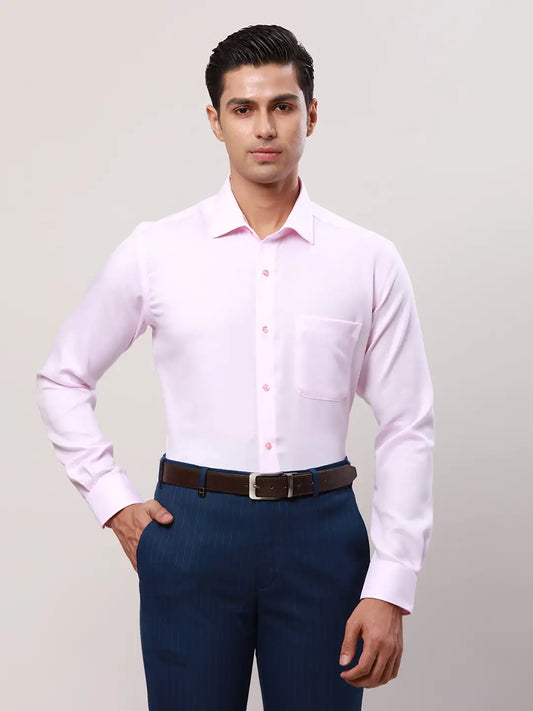 Raymond Men Violet Structure Contemporary Fit Cotton Cutaway Collar Shirt