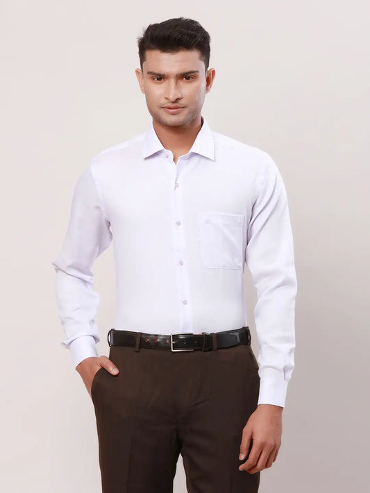 Raymond Men Blue Structure Contemporary Fit Cotton Cutaway Collar Shirt
