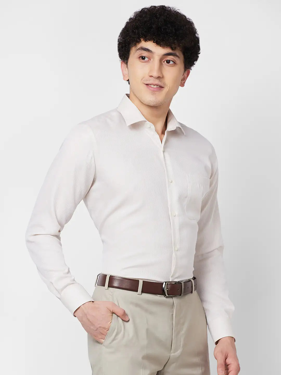 Raymond Contemporary Fit Self Design Light Petrol Shirt