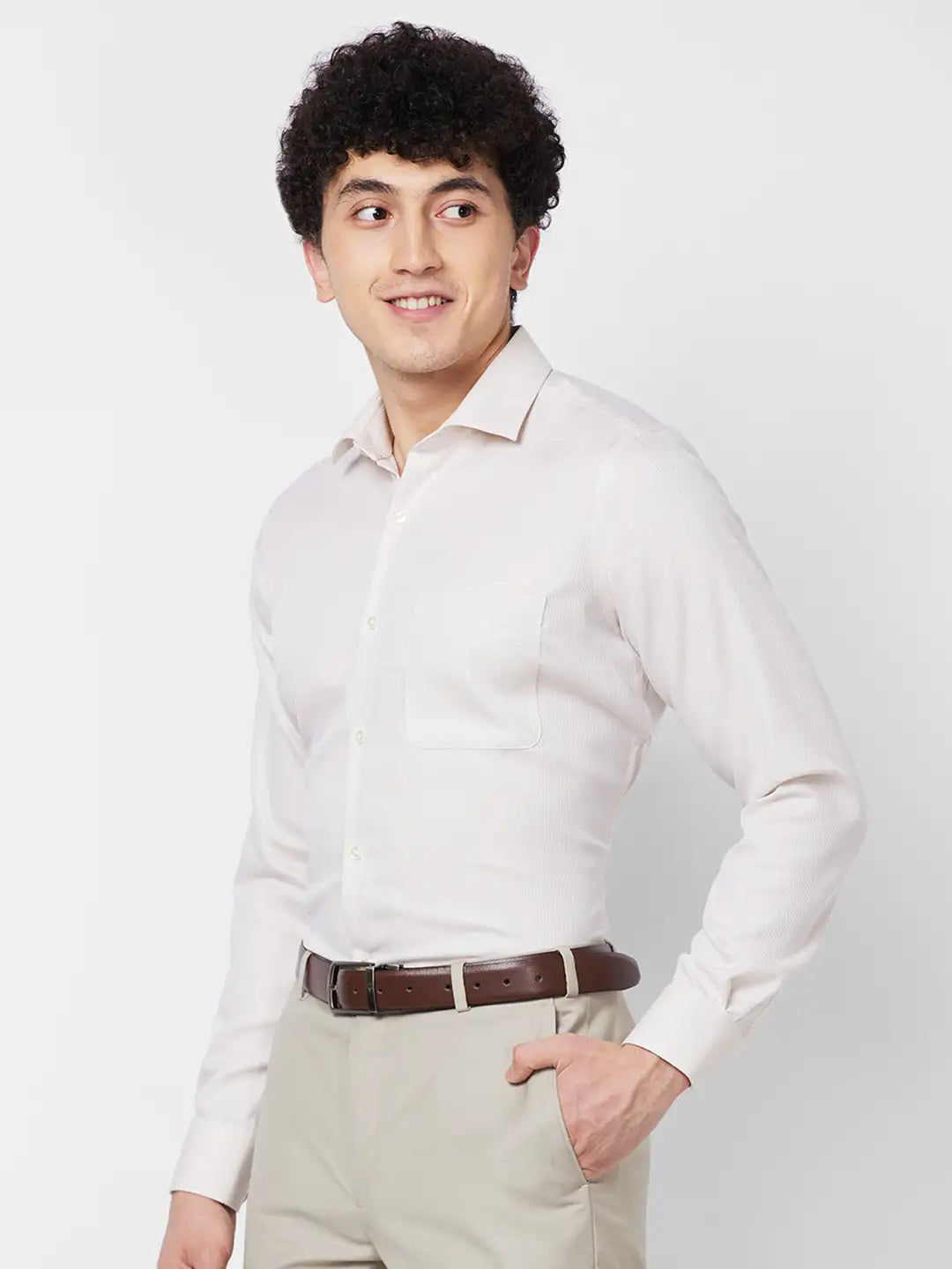 Raymond Contemporary Fit Self Design Light Petrol Shirt