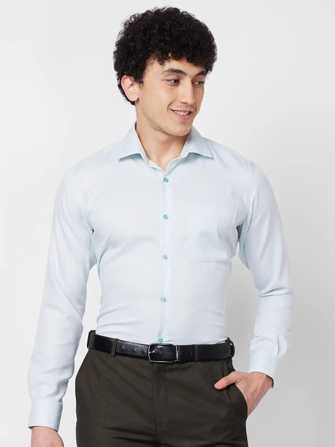 Raymond Contemporary Fit Self Design Light Orange Shirt