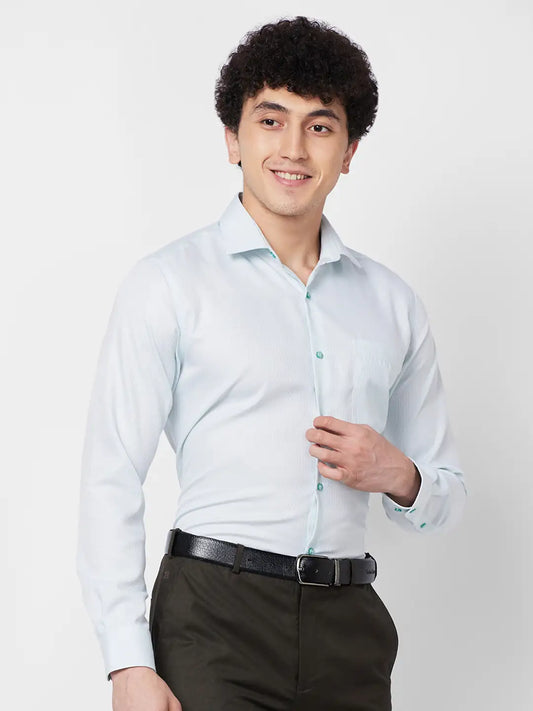Raymond Contemporary Fit Self Design Light Orange Shirt