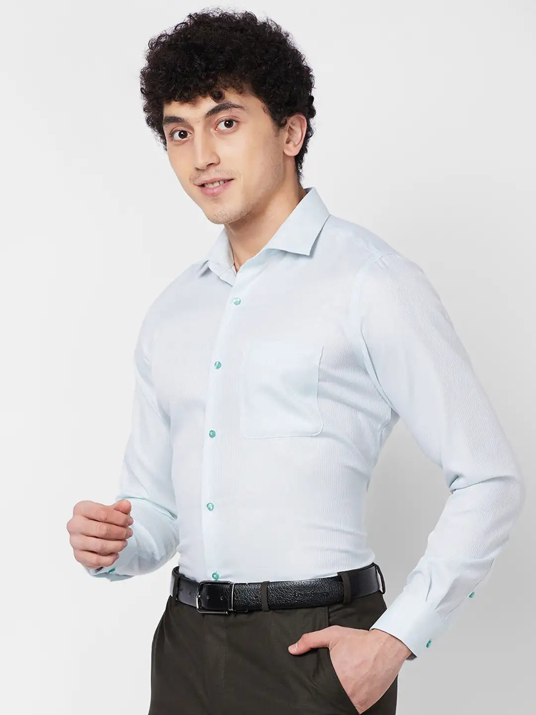 Raymond Contemporary Fit Self Design Light Orange Shirt
