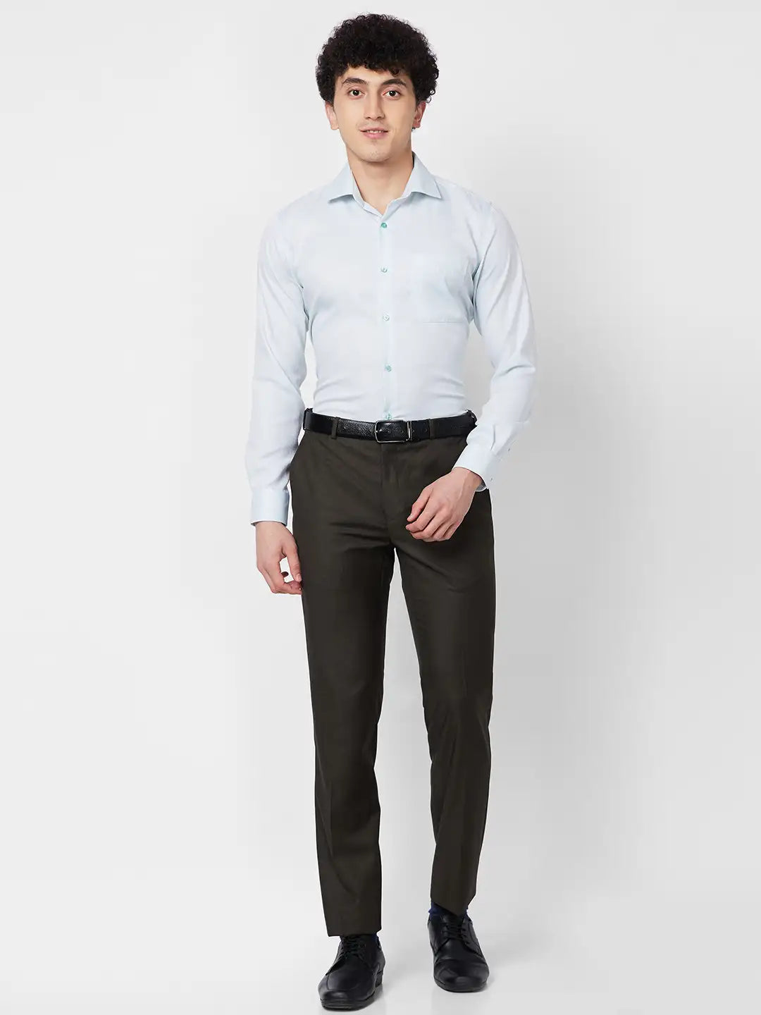 Raymond Contemporary Fit Self Design Light Orange Shirt