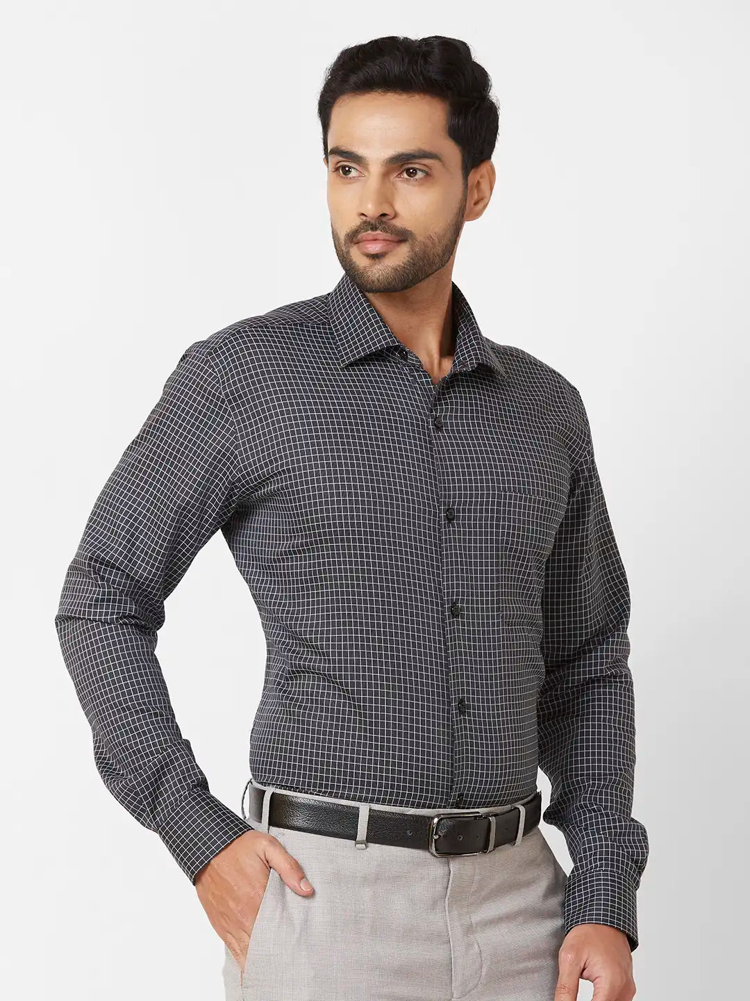Raymond Contemporary Fit Striped Light Blue Shirt