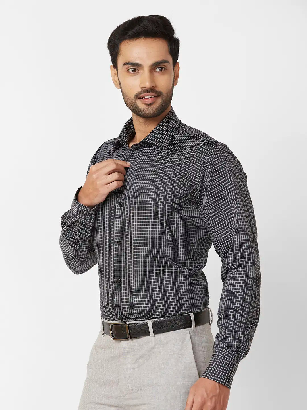 Raymond Contemporary Fit Striped Light Blue Shirt