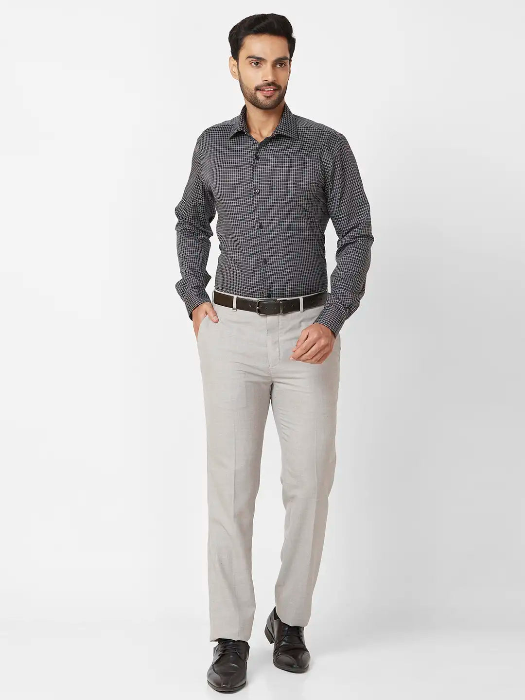 Raymond Contemporary Fit Striped Light Blue Shirt