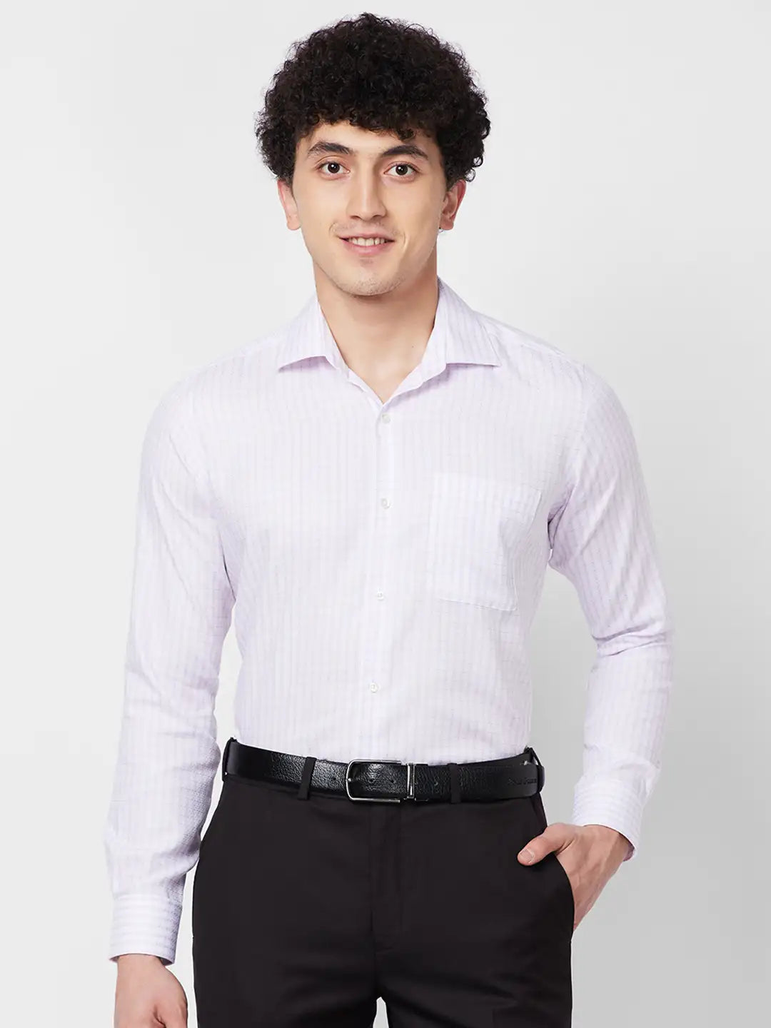 Raymond Contemporary Fit Self Design Dark Blue Shirt