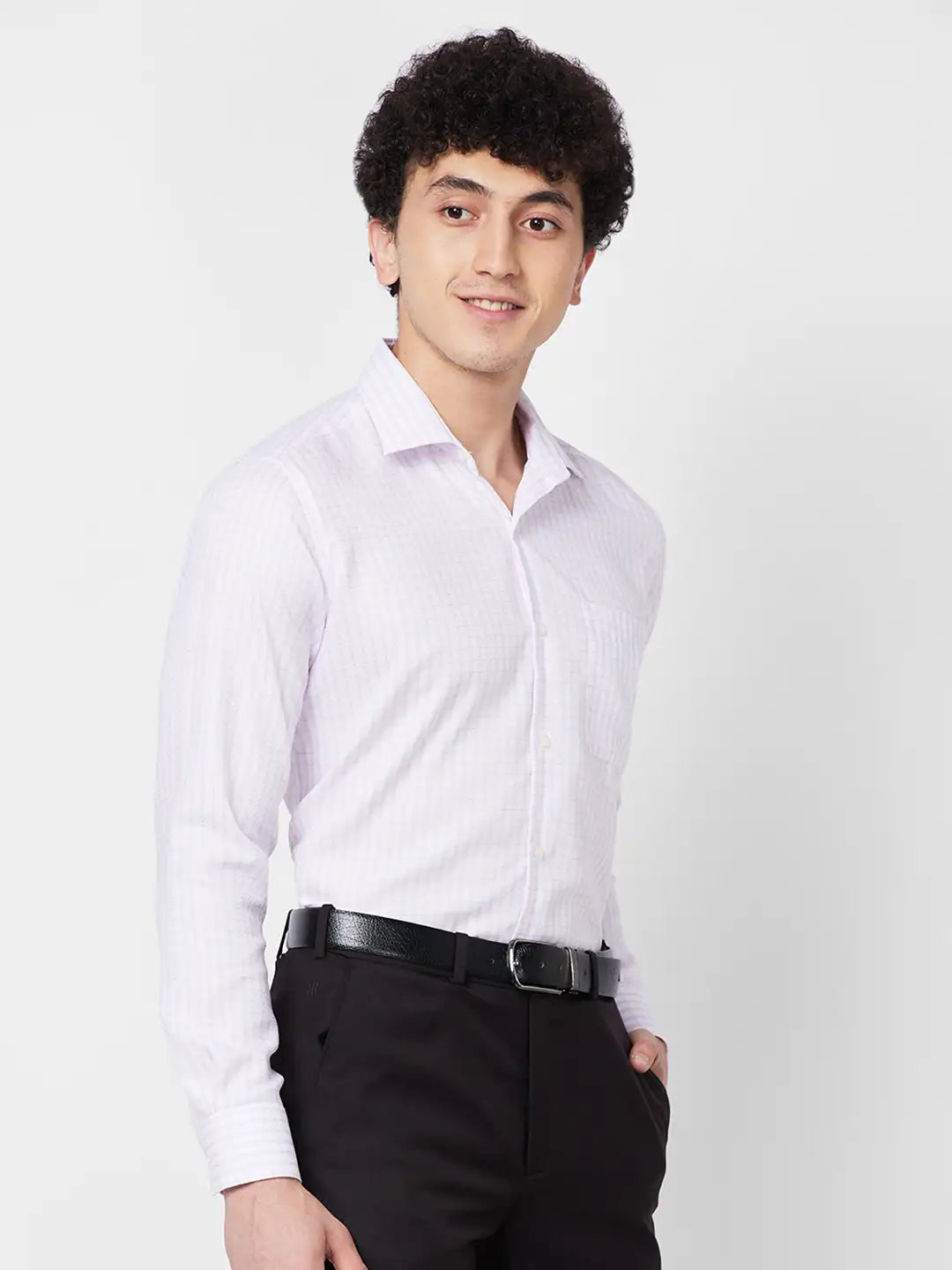 Raymond Contemporary Fit Self Design Dark Blue Shirt