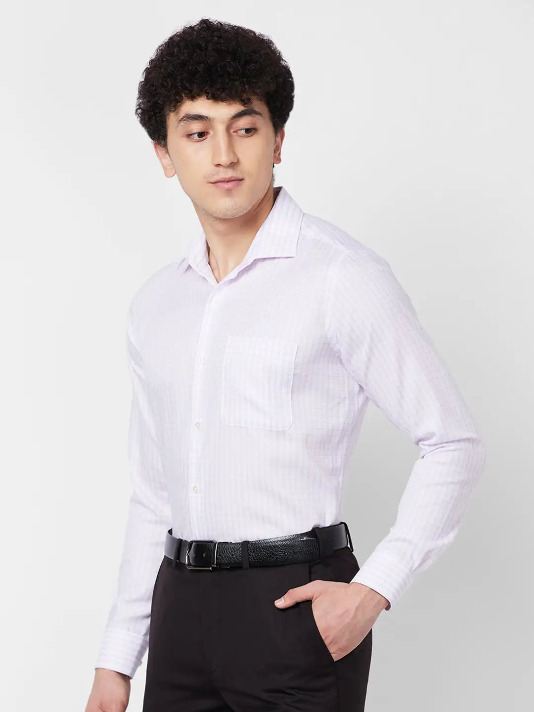 Raymond Contemporary Fit Self Design Dark Blue Shirt