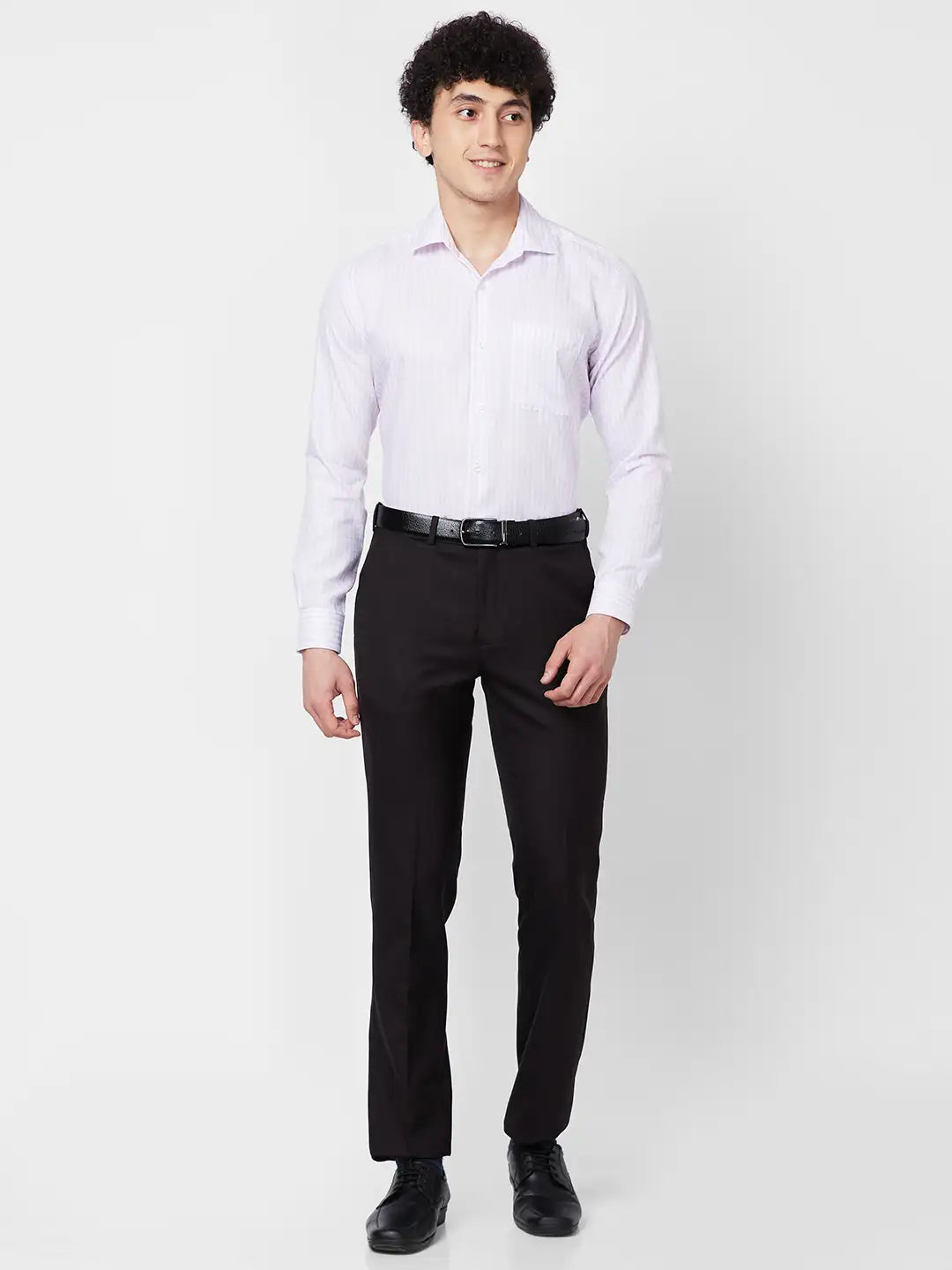 Raymond Contemporary Fit Self Design Dark Blue Shirt