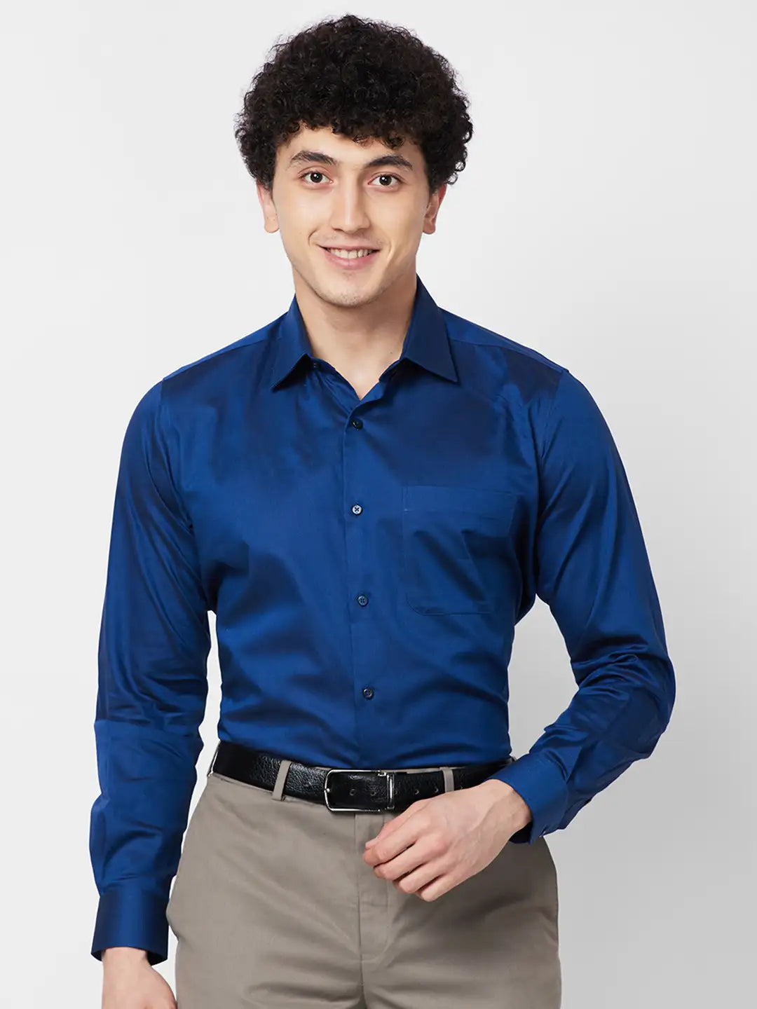 Raymond Contemporary Fit Self Design Dark Green Shirt
