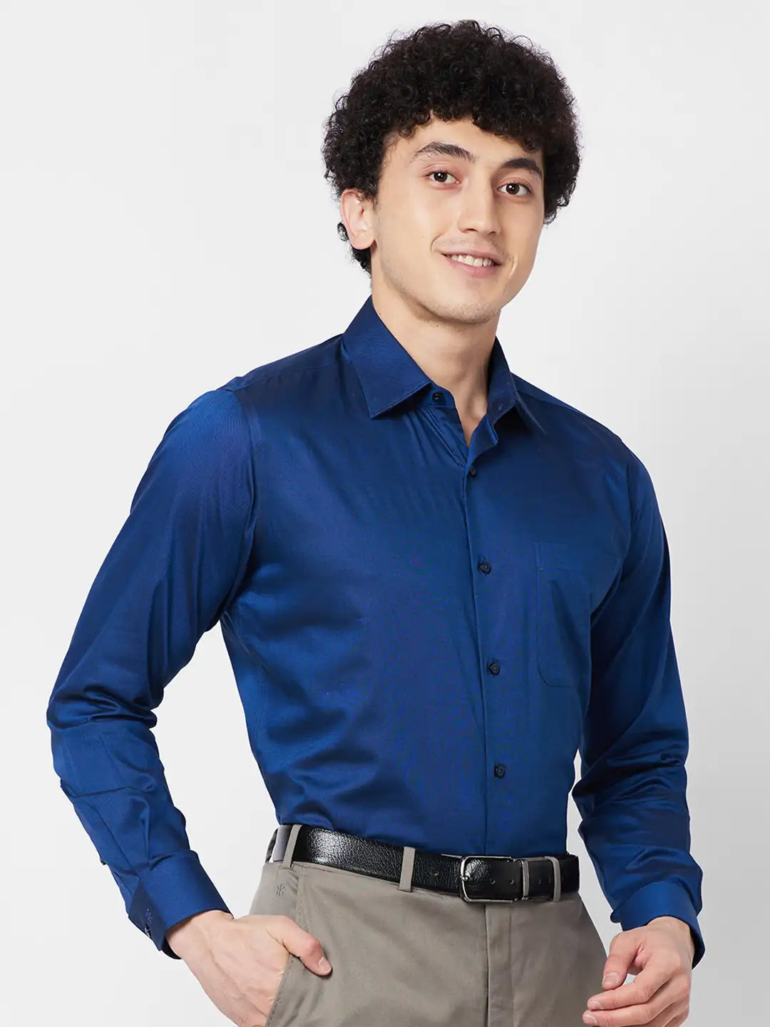 Raymond Contemporary Fit Self Design Dark Green Shirt