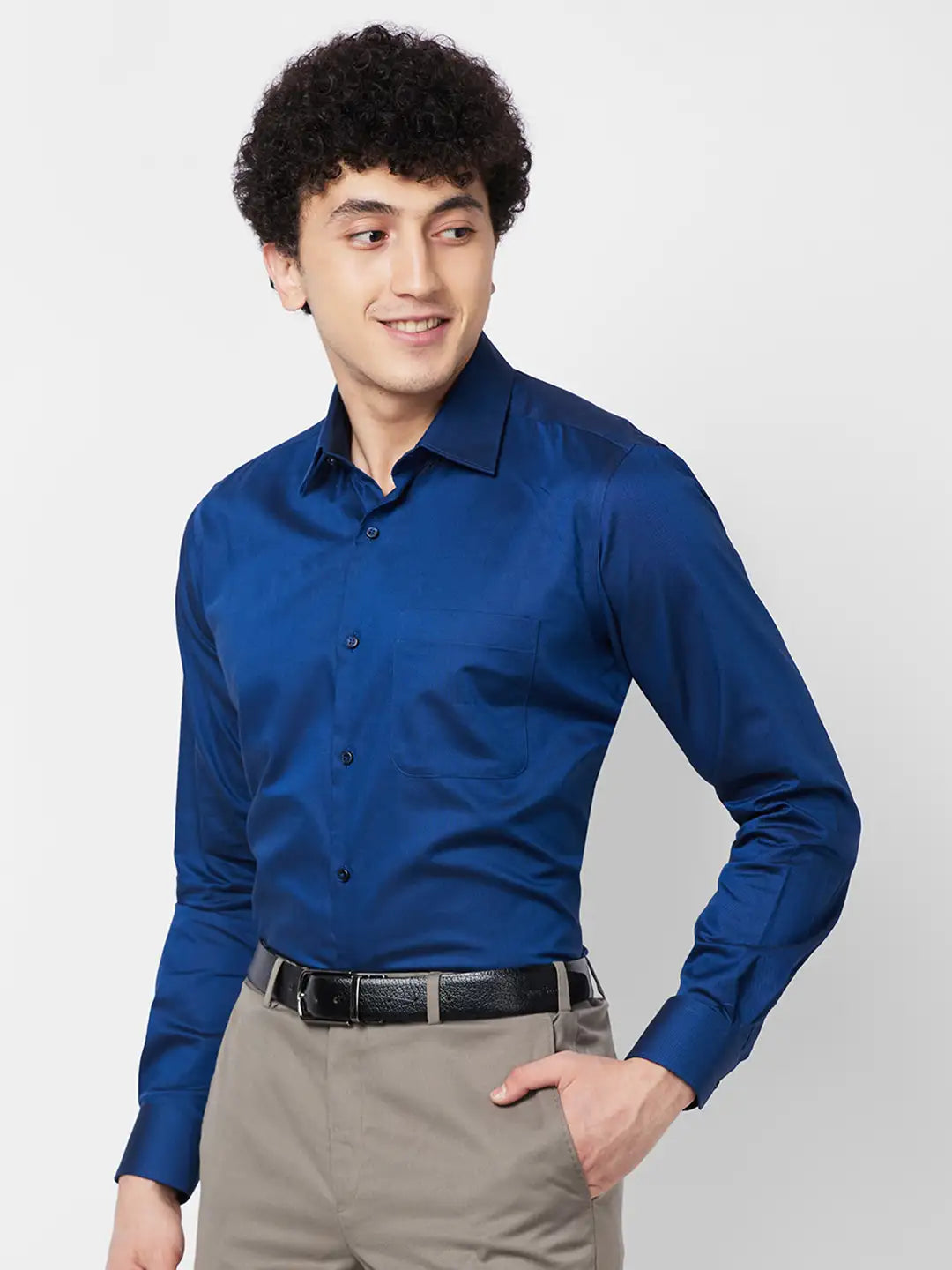 Raymond Contemporary Fit Self Design Dark Green Shirt