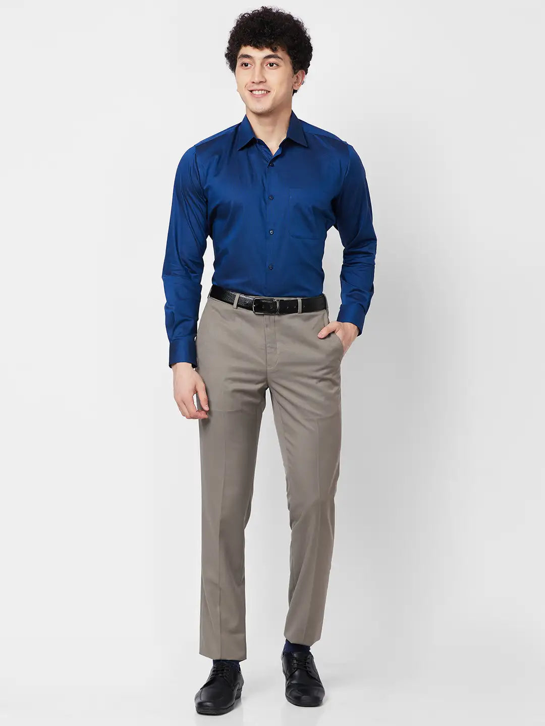 Raymond Contemporary Fit Self Design Dark Green Shirt