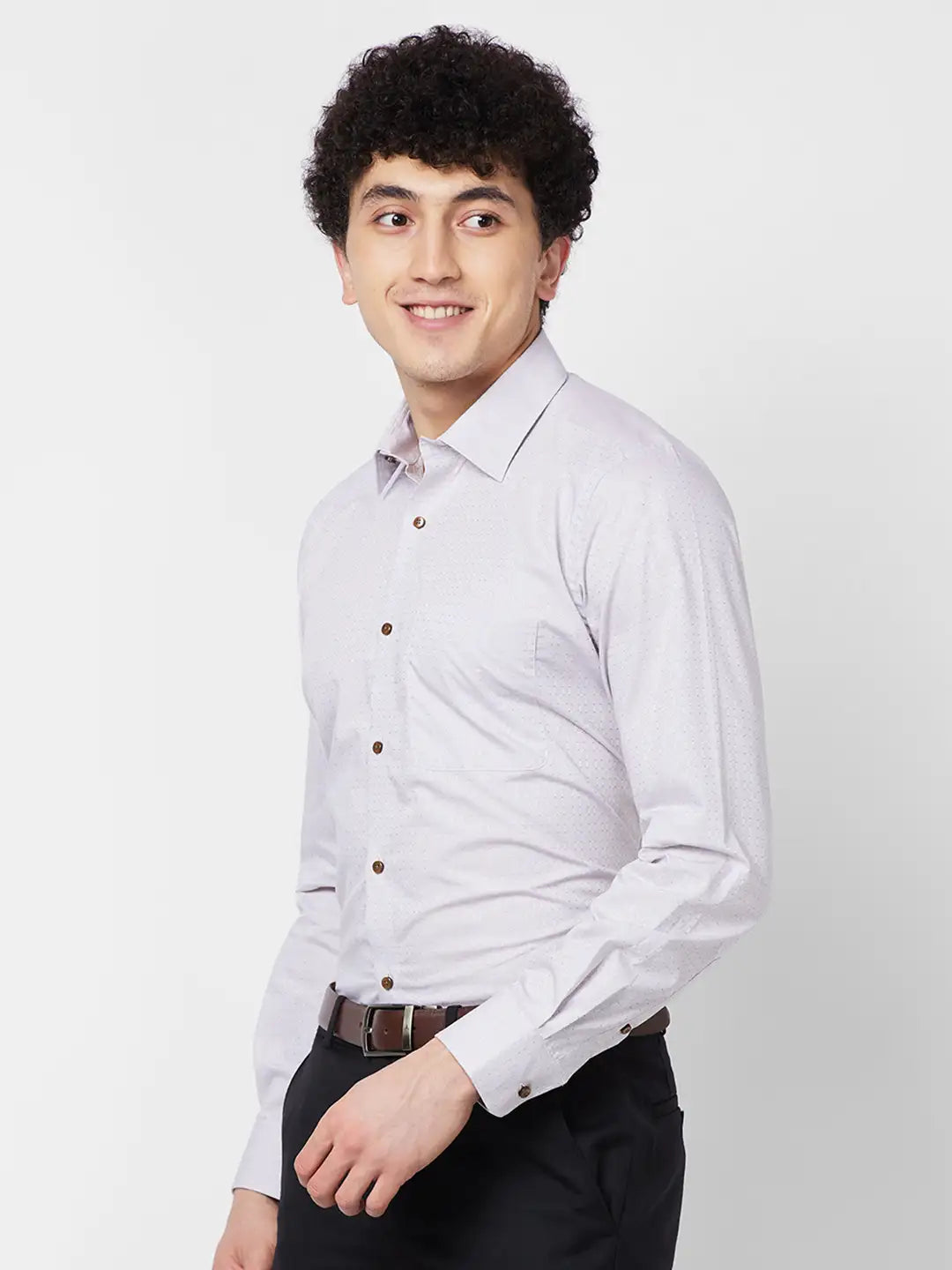 Raymond Contemporary Fit Self Design Medium Blue Shirt