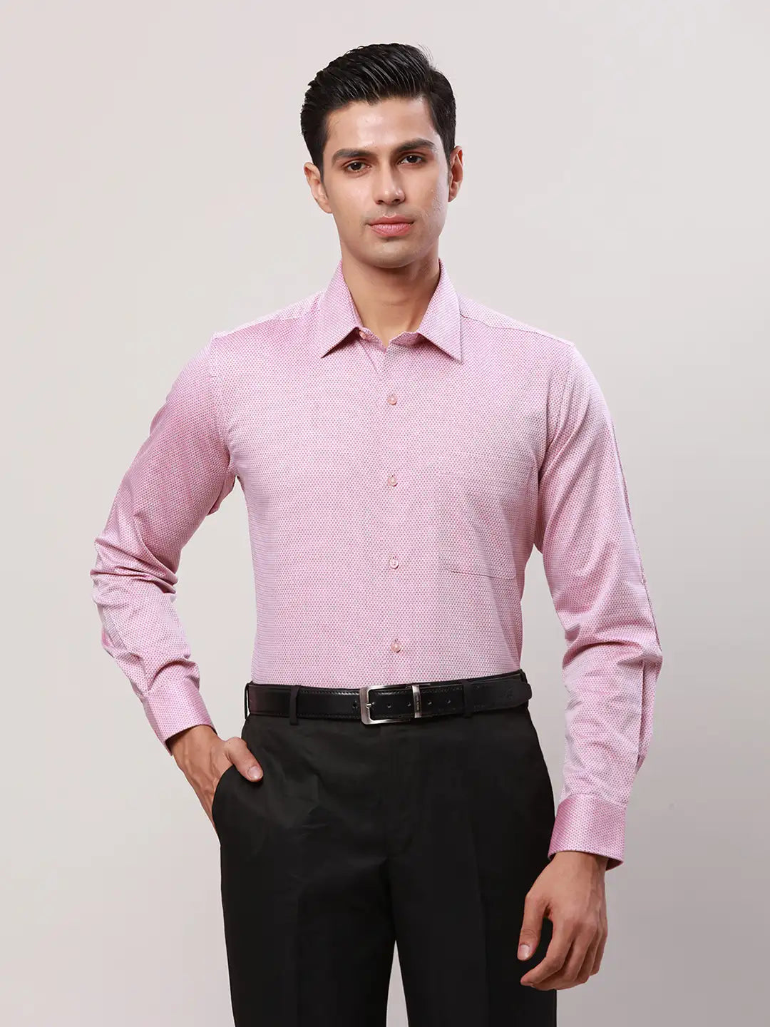 Raymond Men Orange Structure Contemporary Fit Cotton Cutaway Collar Shirt
