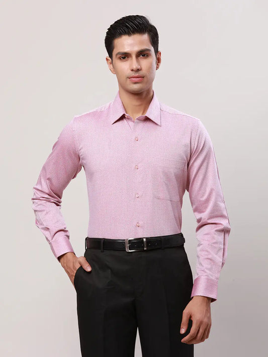 Raymond Men Orange Structure Contemporary Fit Cotton Cutaway Collar Shirt