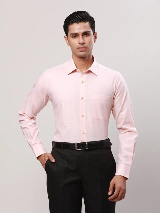 Raymond Men Green Structure Contemporary Fit Cotton Cutaway Collar Shirt