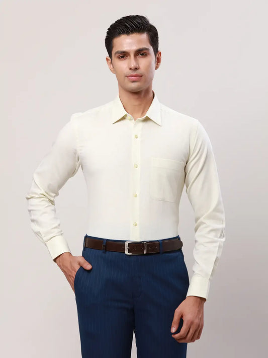 Raymond Men Grey Checks Contemporary Fit Cotton Cutaway Collar Shirt