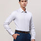 Raymond Men Blue Structure Regular Fit Cotton Cutaway Collar Shirt