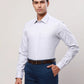 Raymond Men Blue Structure Regular Fit Cotton Cutaway Collar Shirt