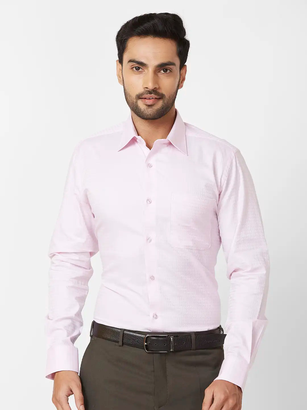 Raymond Regular Fit Self Design Medium Maroon Shirt