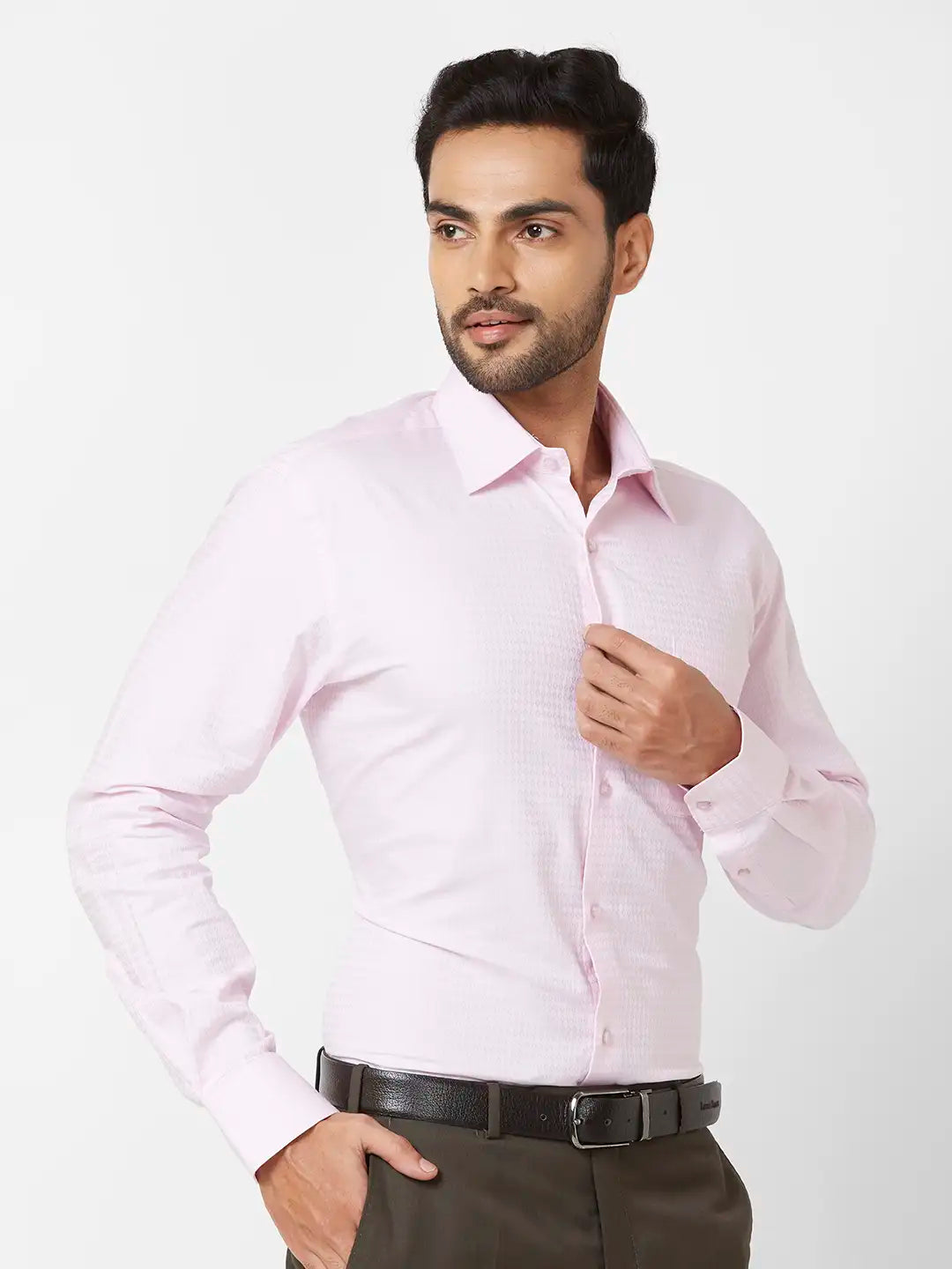 Raymond Regular Fit Self Design Medium Maroon Shirt
