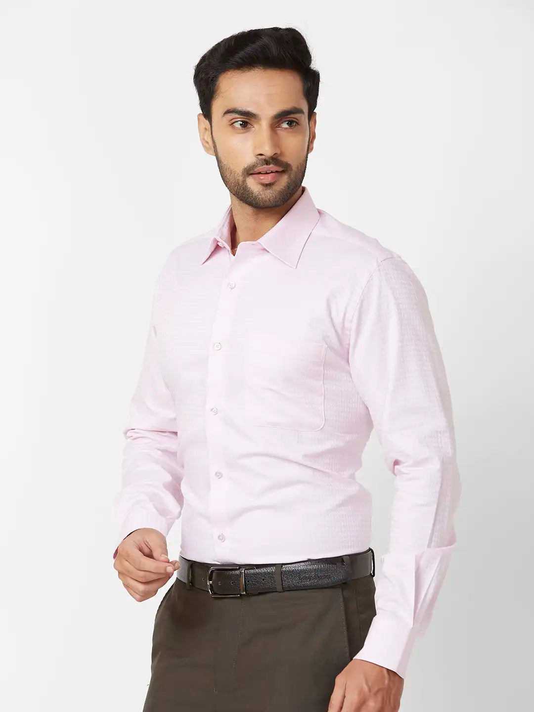 Raymond Regular Fit Self Design Medium Maroon Shirt