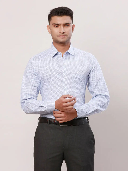 Raymond Men Violet Structure Regular Fit Cotton Cutaway Collar Shirt