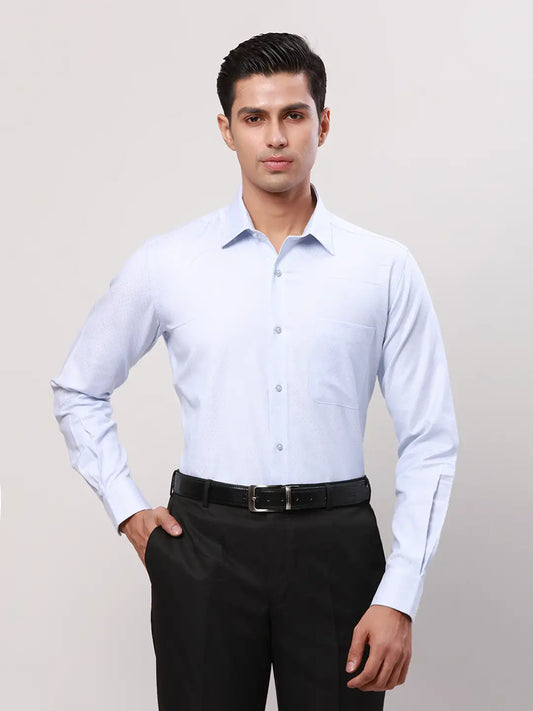Raymond Men Grey Print Contemporary Fit Cotton Shirt