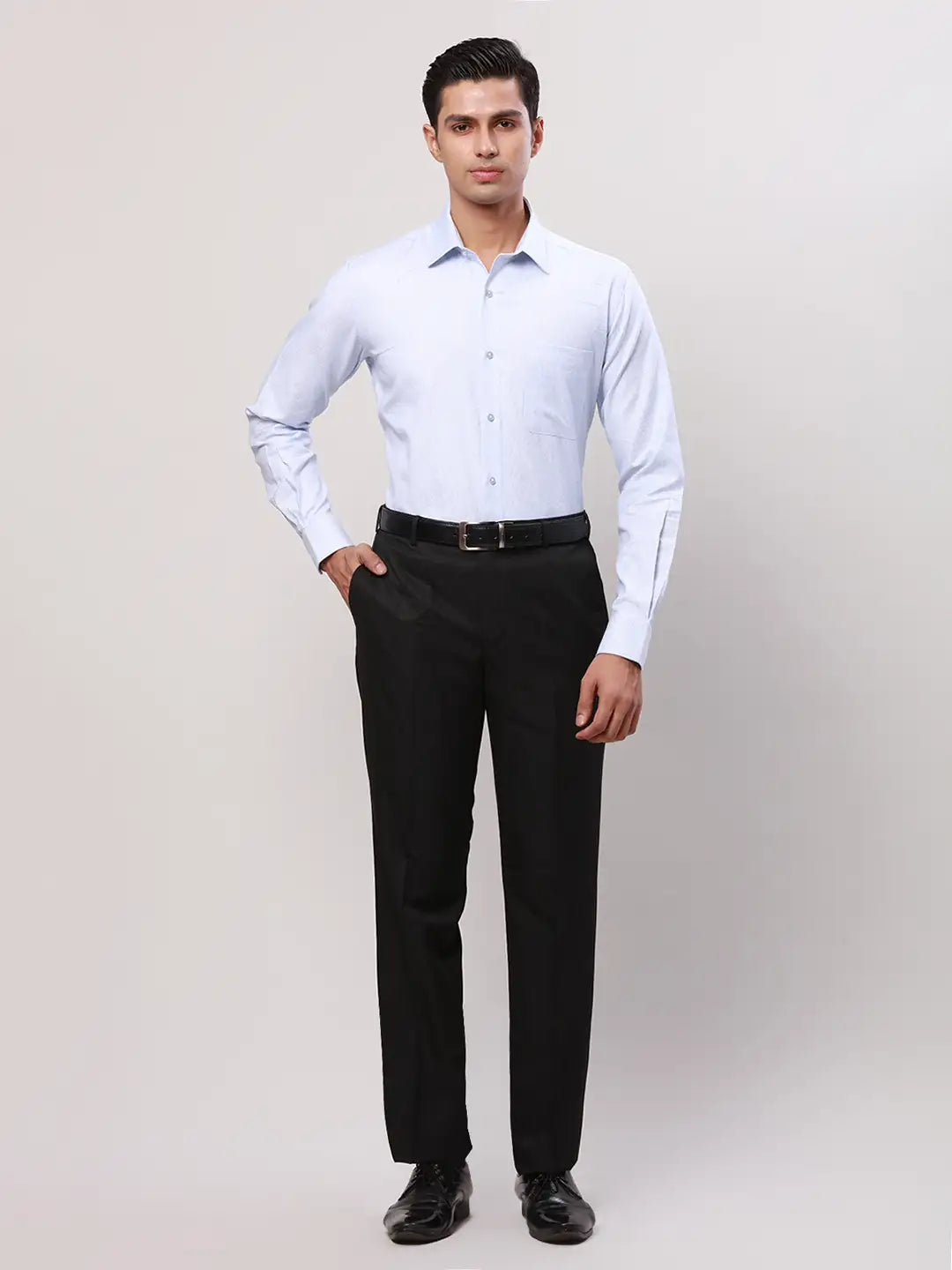 Raymond Men Grey Print Contemporary Fit Cotton Shirt