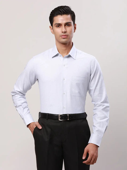 Raymond Men Blue Print Contemporary Fit Linen Shirt