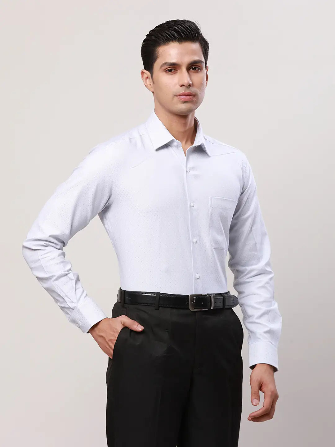 Raymond Men Blue Print Contemporary Fit Linen Shirt
