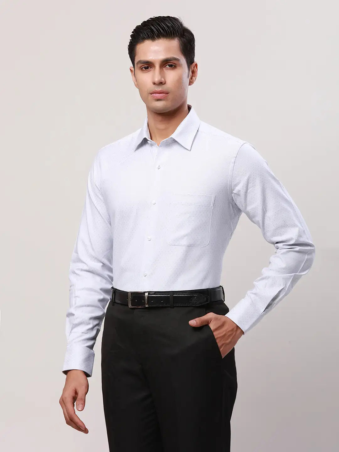 Raymond Men Blue Print Contemporary Fit Linen Shirt