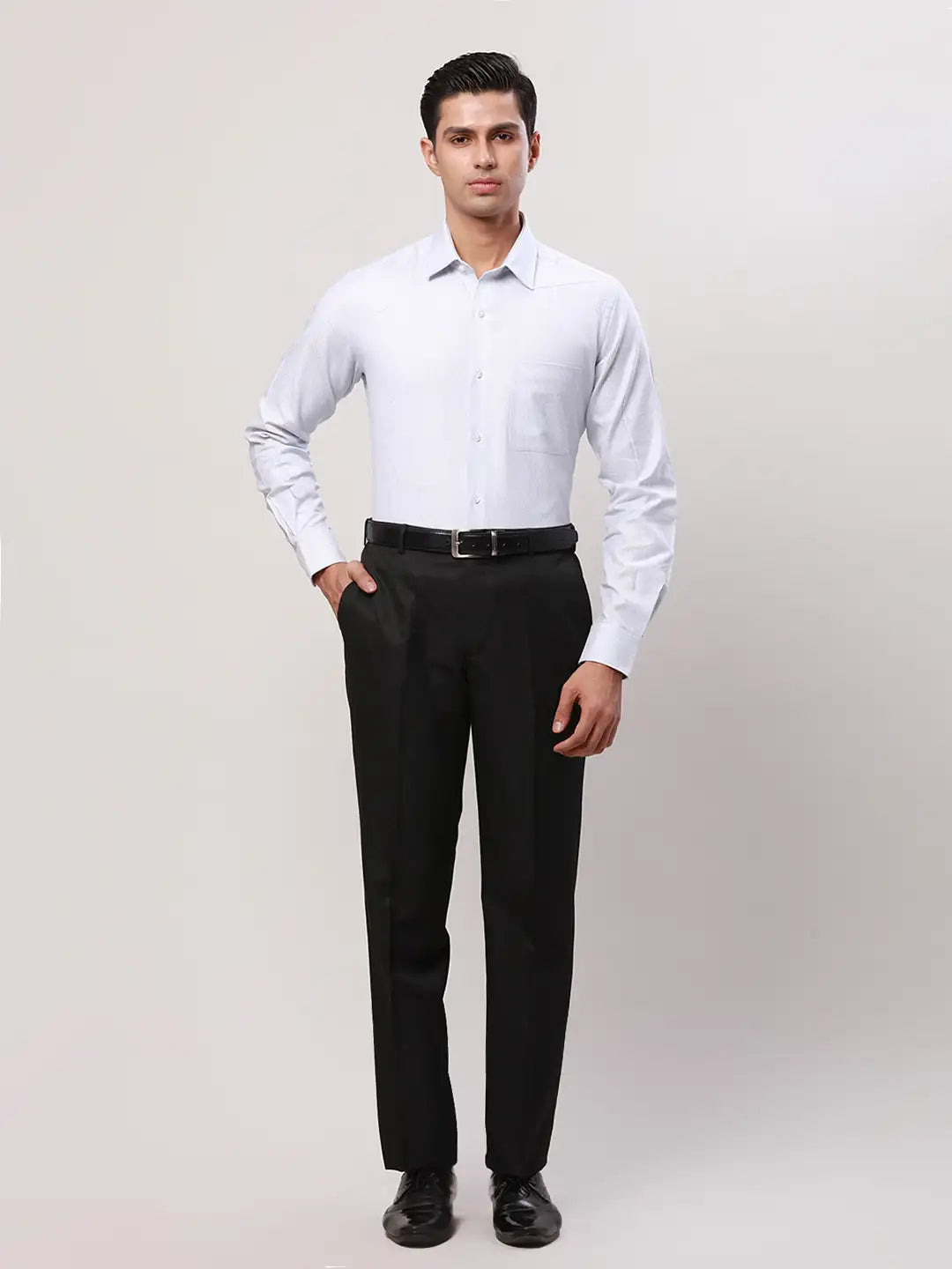 Raymond Men Blue Print Contemporary Fit Linen Shirt