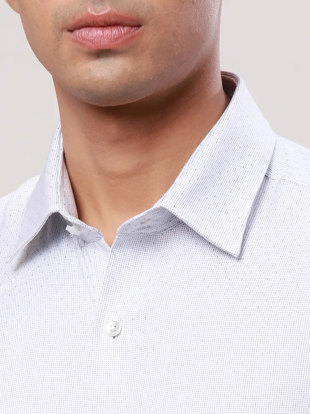 Raymond Men Blue Print Contemporary Fit Linen Shirt
