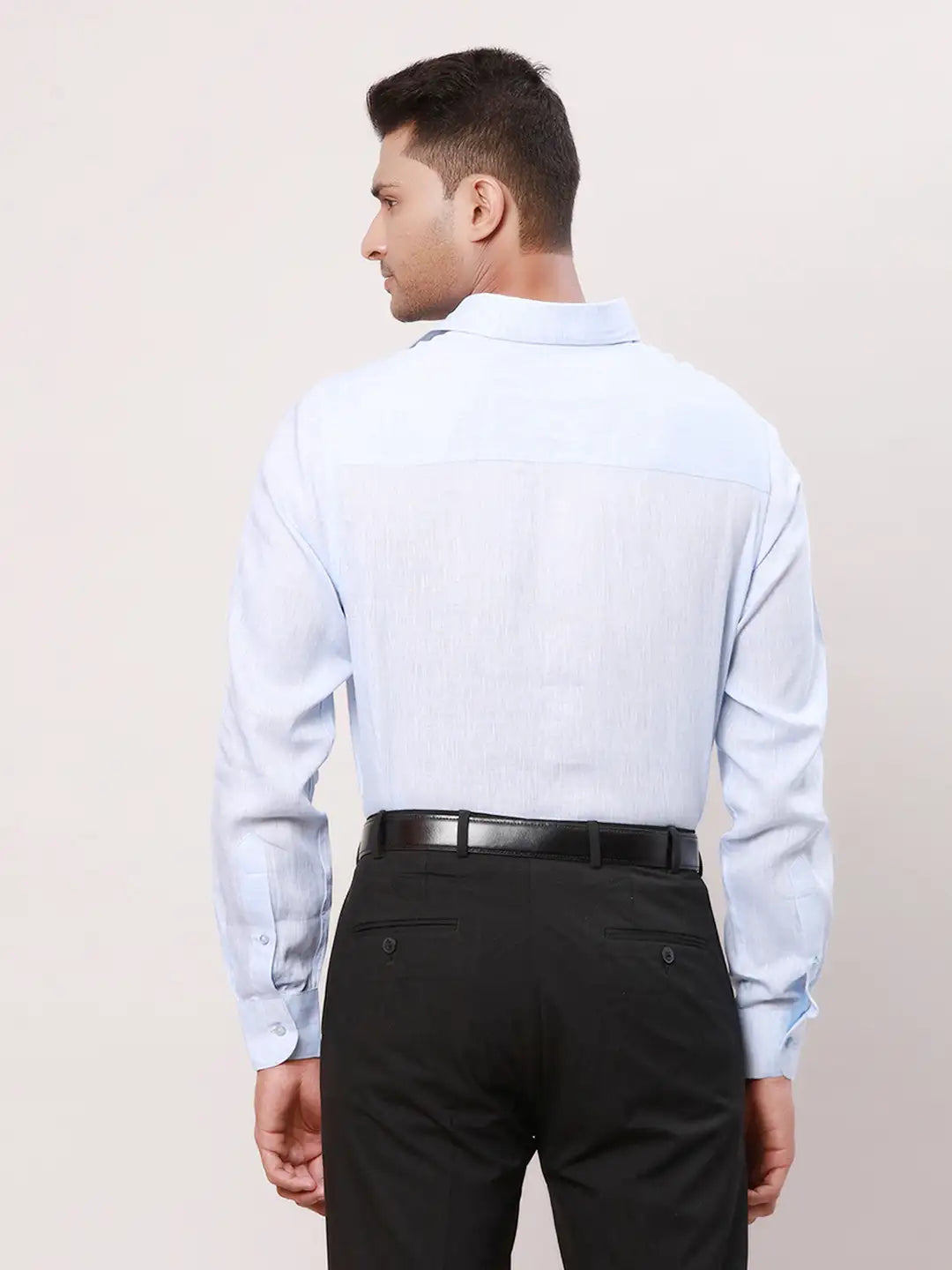 Raymond Men Violet Solid Contemporary Fit Linen Shirt