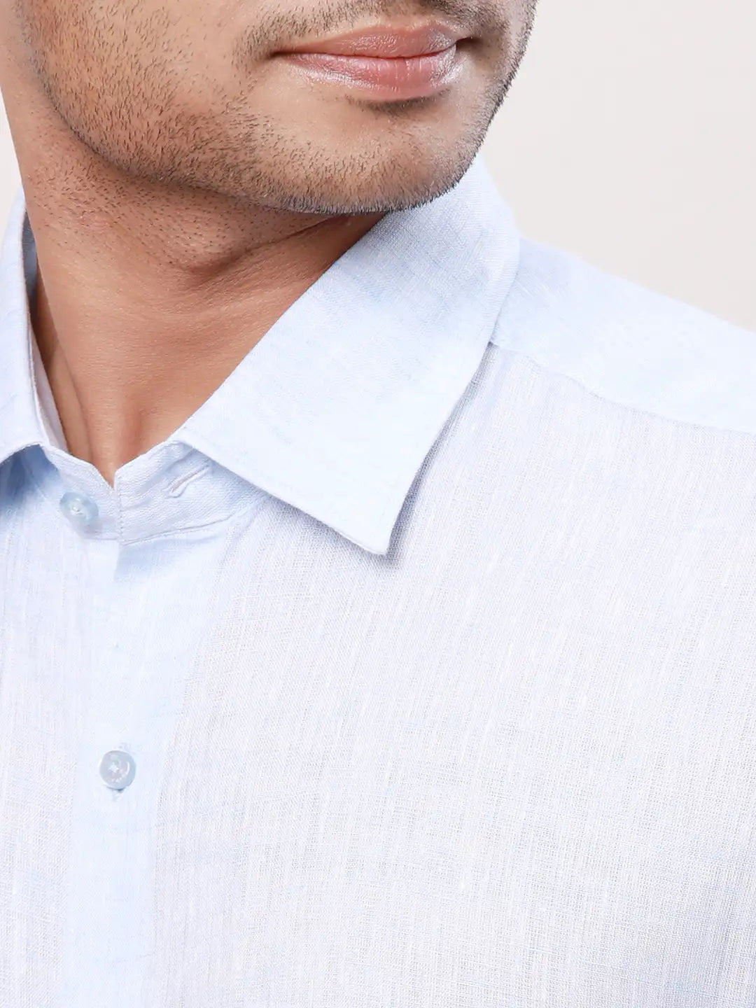 Raymond Men Violet Solid Contemporary Fit Linen Shirt