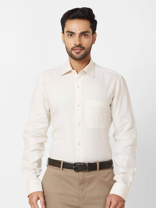 Raymond Contemporary Fit Self Design Light Green Shirt