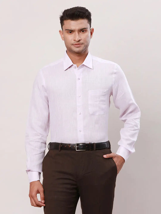 Raymond Men White Solid Contemporary Fit Linen Shirt