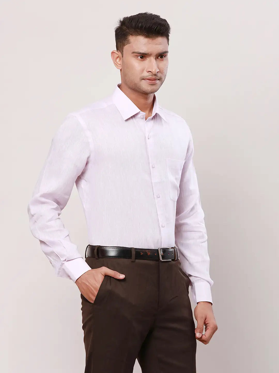 Raymond Men White Solid Contemporary Fit Linen Shirt