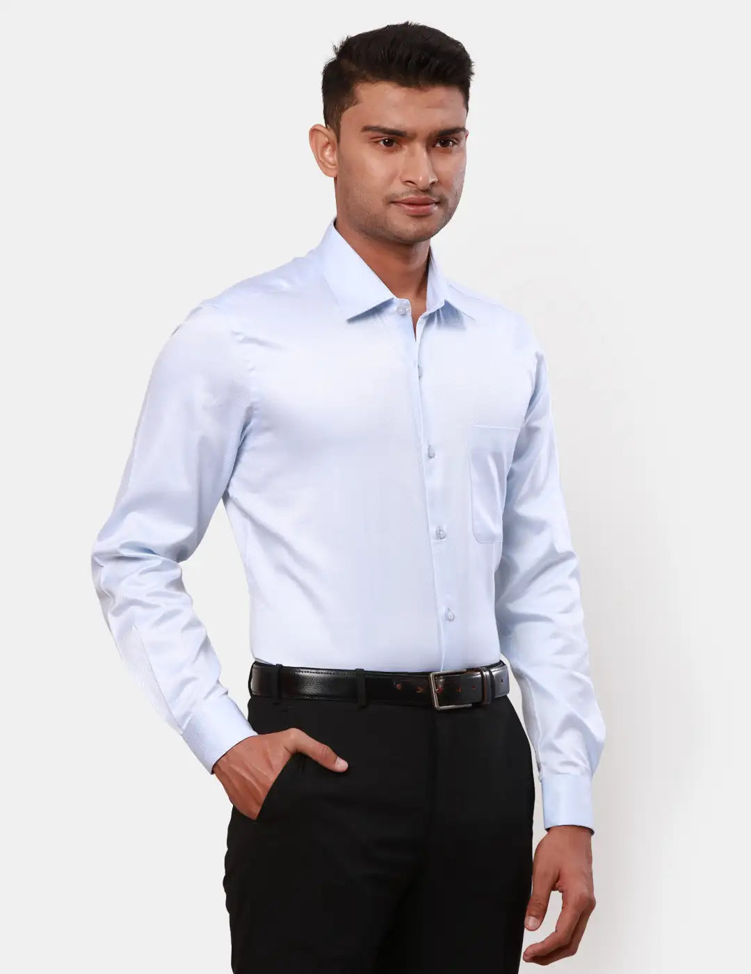 Raymond Men Violet Structure Contemporary Fit Cotton Shirt