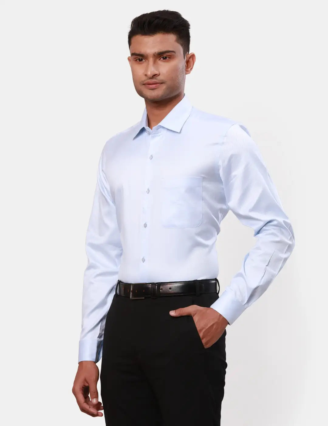 Raymond Men Violet Structure Contemporary Fit Cotton Shirt